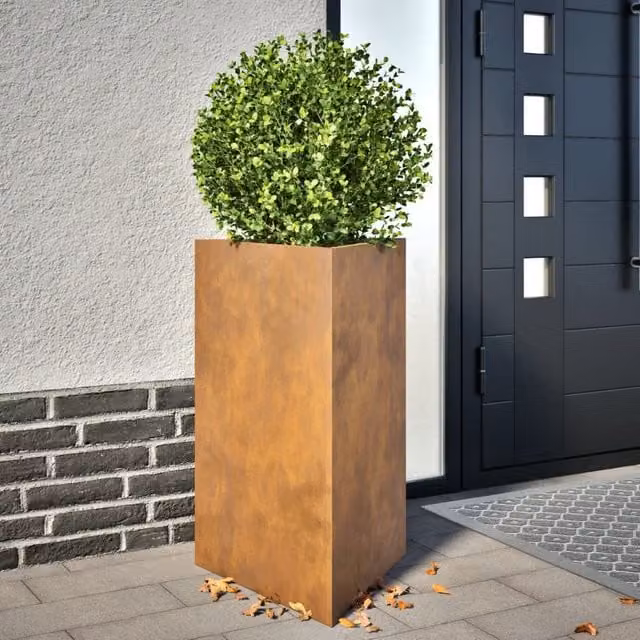 Berkfield Home Garden Triangular Planters, 2 Piece Set, Brown Corten Steel, W: 50 cm, D: 43 cm, H: 75 cm – 1