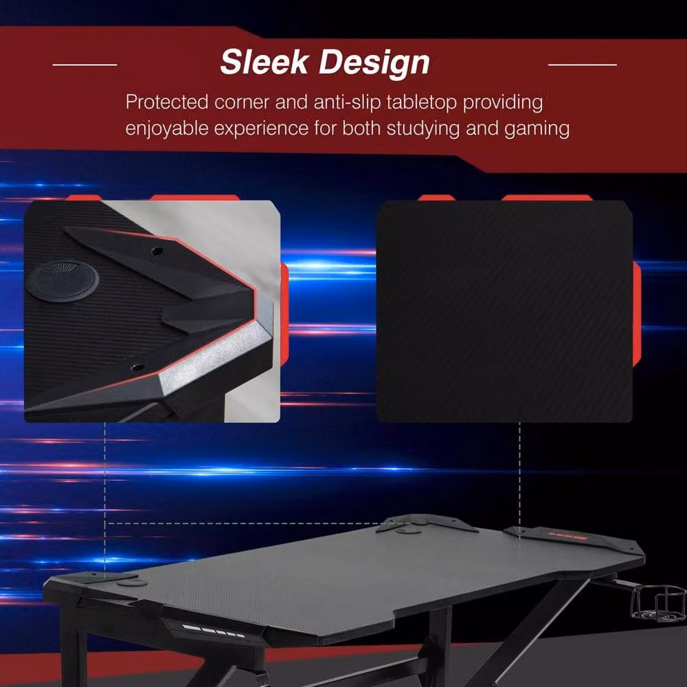 NESTLUNE Black Gaming Desk with Steel Frame, W: 100 cm, D: 15 cm, H: 15 cm – 3