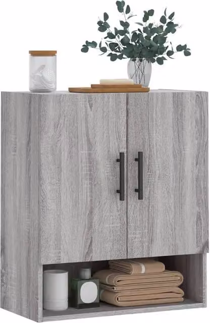 Berkfield Home Grey Sonoma Wall Mounted Cabinet with Hinged Doors and Internal Shelves, W/D/H: 60 x 31 x 70 cm – 1