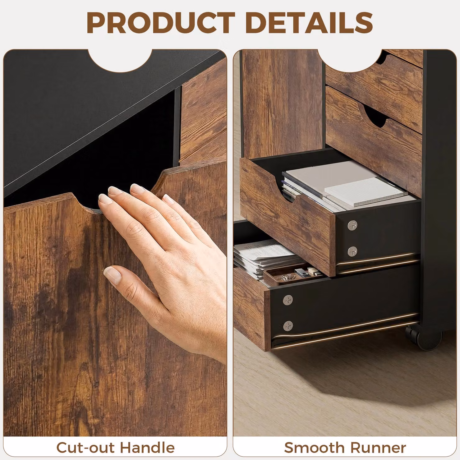HOMCOM Multi-Storage Mobile Office Storage Cabinet in Rustic Brown – 7