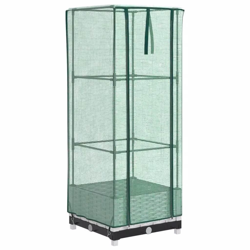 Berkfield Home Raised Bed with Greenhouse Cover in White Rattan Look, W/D/H: 40 x 40 x 123 cm – 2