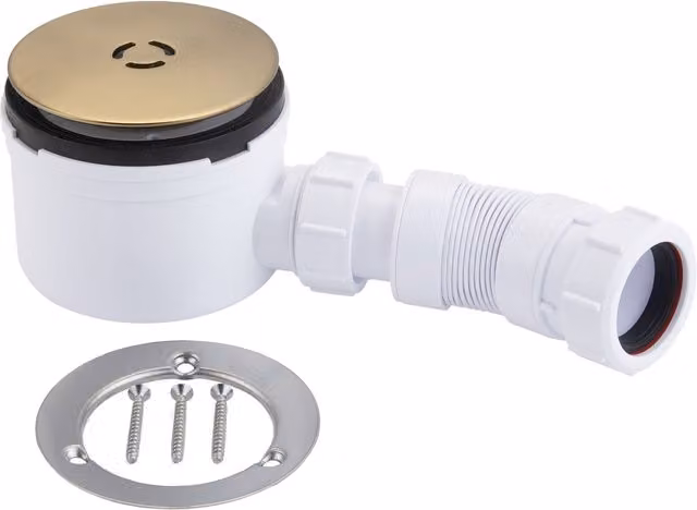 McAlpine 3 Pin Shower Trap with Flex Adaptor, Brushed Brass and White