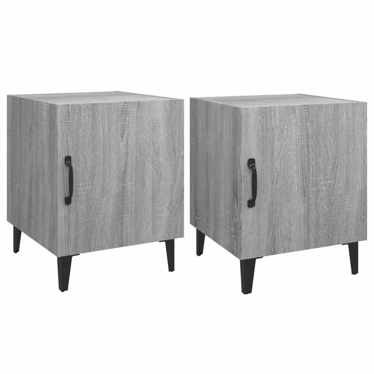 Berkfield Home Set of 2 Grey Sonoma Bedside Cabinets in Engineered Wood