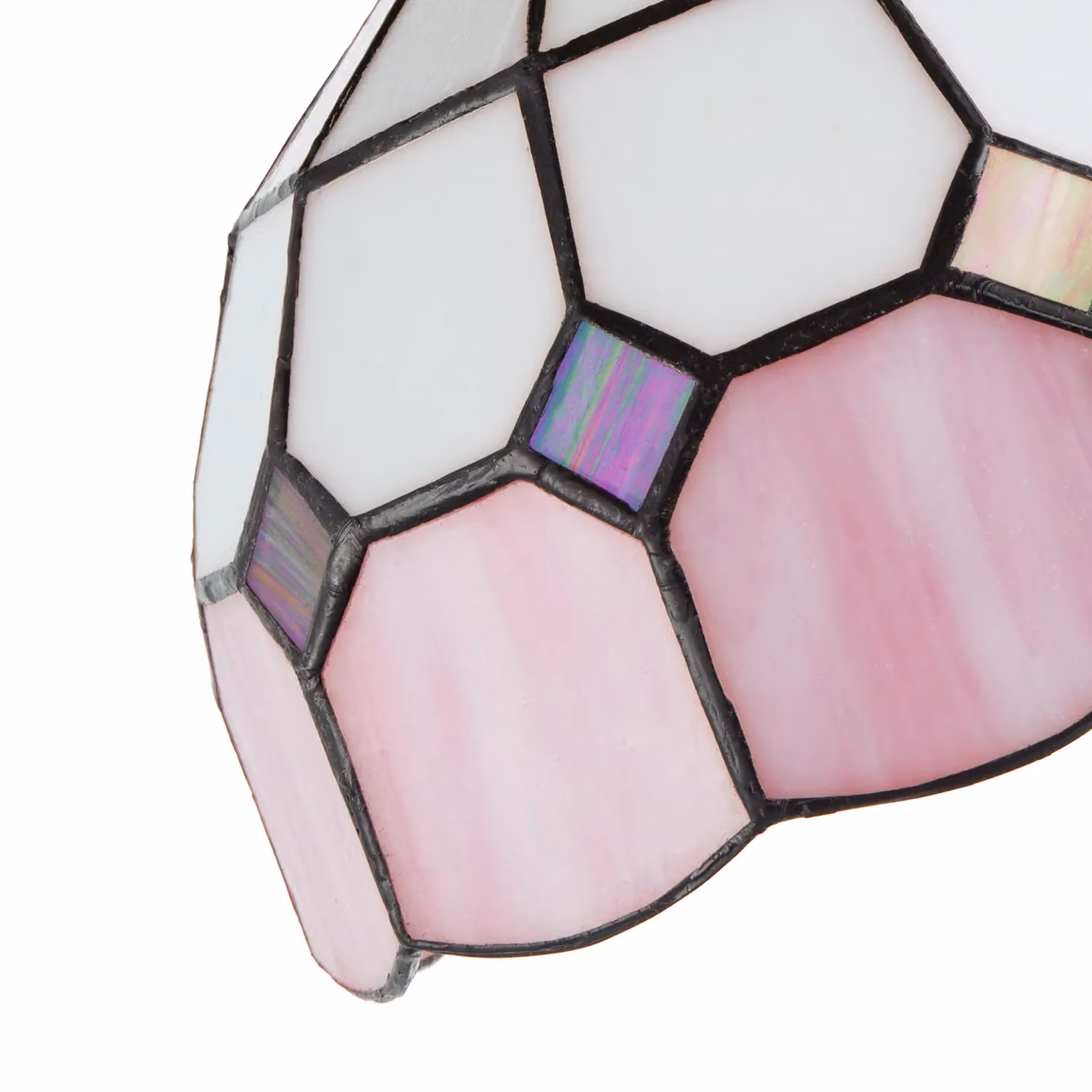 Happy Homewares Tiffany Glass Dome Pendant Light Shade in Pink and White – 2
