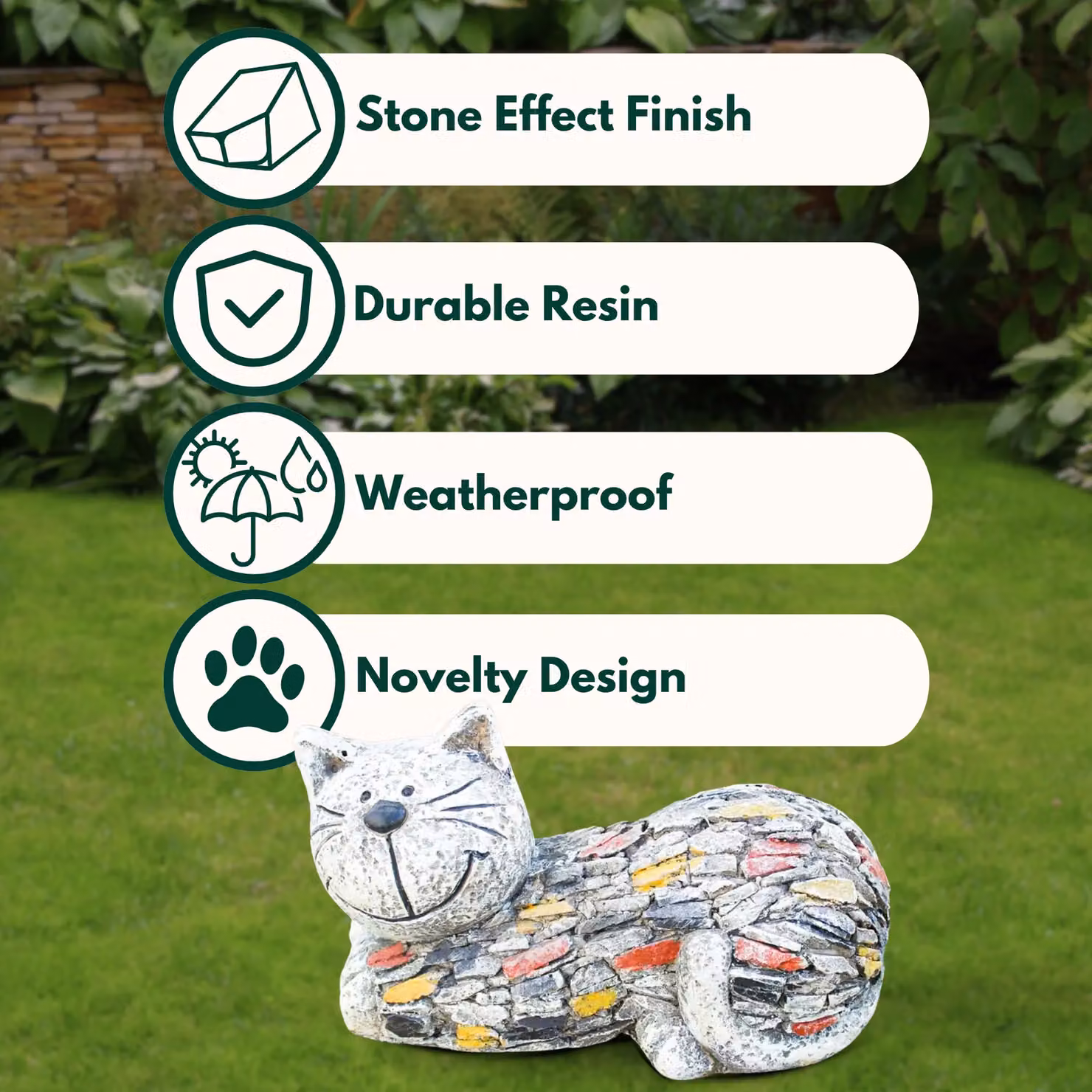 Marco Paul Multicolour Abstract Resin Cat Garden Ornament Statue – 3