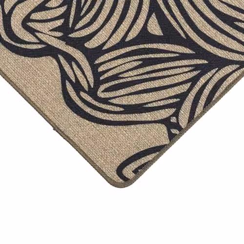 JVL Elegance Floral Machine Washable Non-Slip Entrance Doormat and Runner Set in Sand, Black and Beige – 4