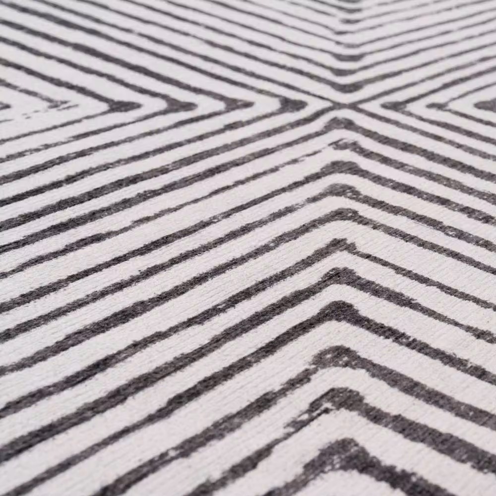Kukoon Black & White Geometric Abstract Washable Long Hallway Runner Rug, W: 60 cm, L: 240 cm – 3