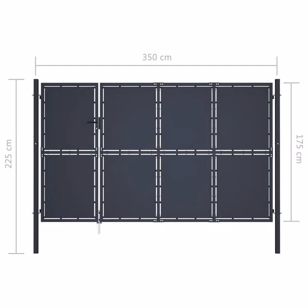Berkfield Home Anthracite Steel Swing Garden Gate W: 350 cm, H: 175 cm – 3
