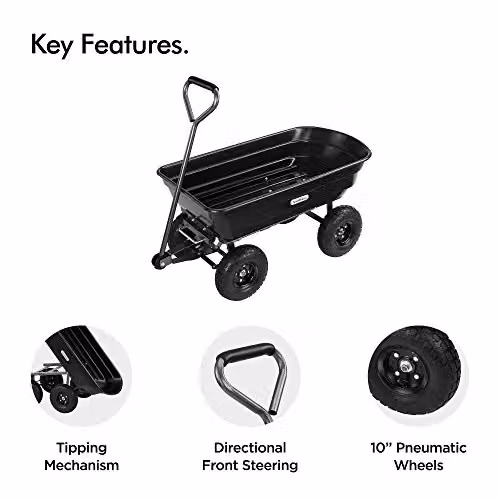 VonHaus Garden Dump Cart Black with 75L Capacity and 250kg Max Weight Load – 6