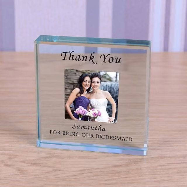 Uniqueful Personalised Bridesmaid Glass Token Thank You Gift in Transparent and Beige