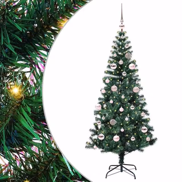 Berkfield Home Pre-lit Artificial Christmas Tree, Green, Height: 150 cm – 1