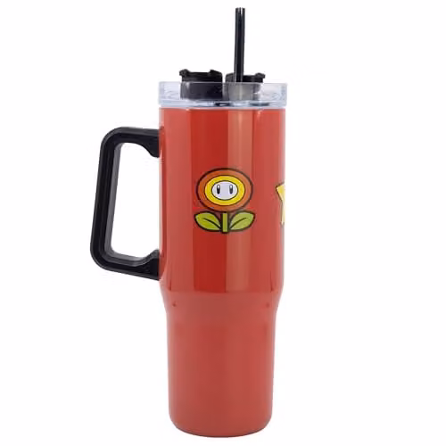 STOR Super Mario Red Stainless Steel Double Walled Thermo Mug with Lid, 940 ml