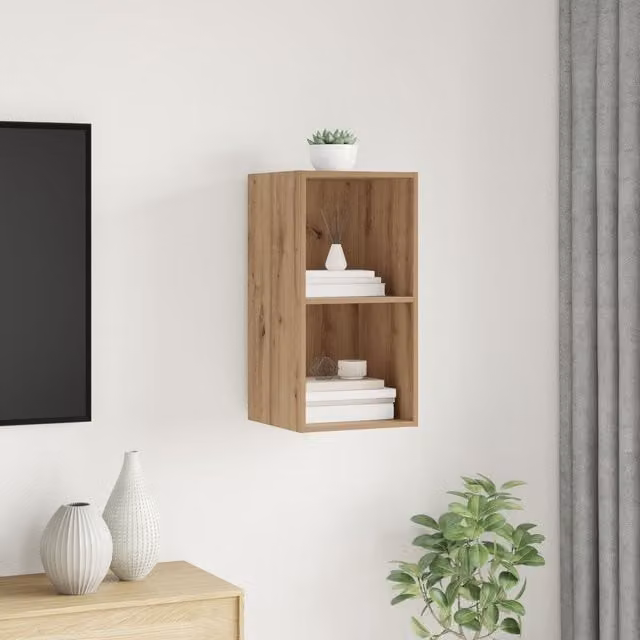 Berkfield Home Artisan Oak TV Cabinet in Brown, W/D/H: 37 x 37 x 72 cm – 1