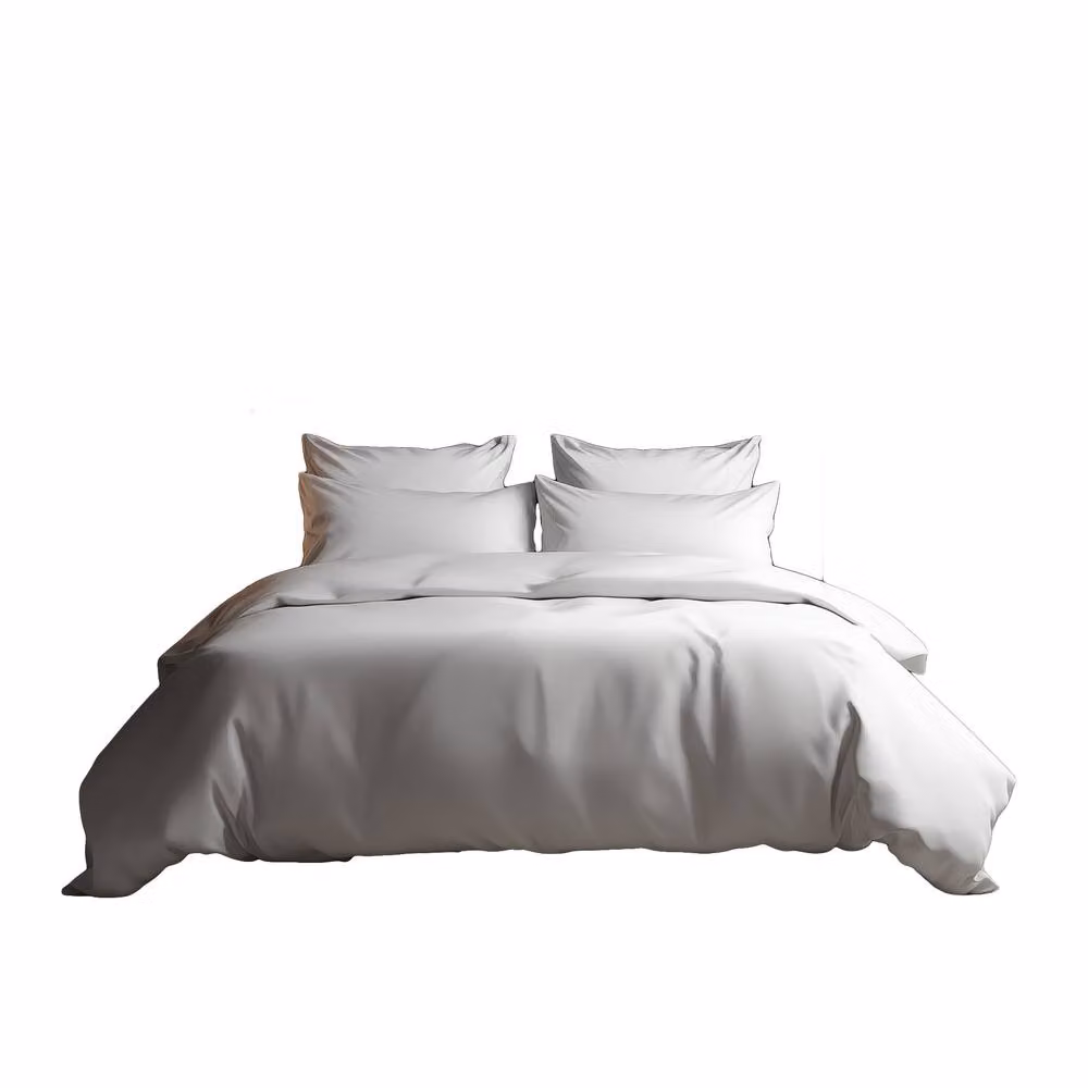 Snug City Luxury 400TC Cotton Mako Satin Duvet Cover and Pillowcase Set in White, Double, W: 140 cm, H: 200 cm – 2