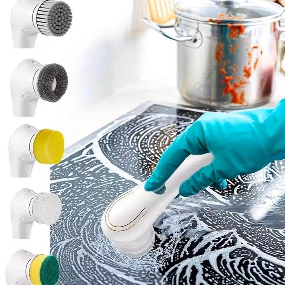 VOGREX 5 in 1 Handheld Electric Spin Scrubber Cleaning Brush in White – 2