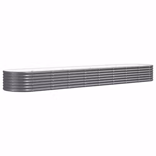vidaXL Galvanised Steel Garden Raised Bed, Anthracite, W: 368 cm, D: 80 cm, H: 36 cm – 1