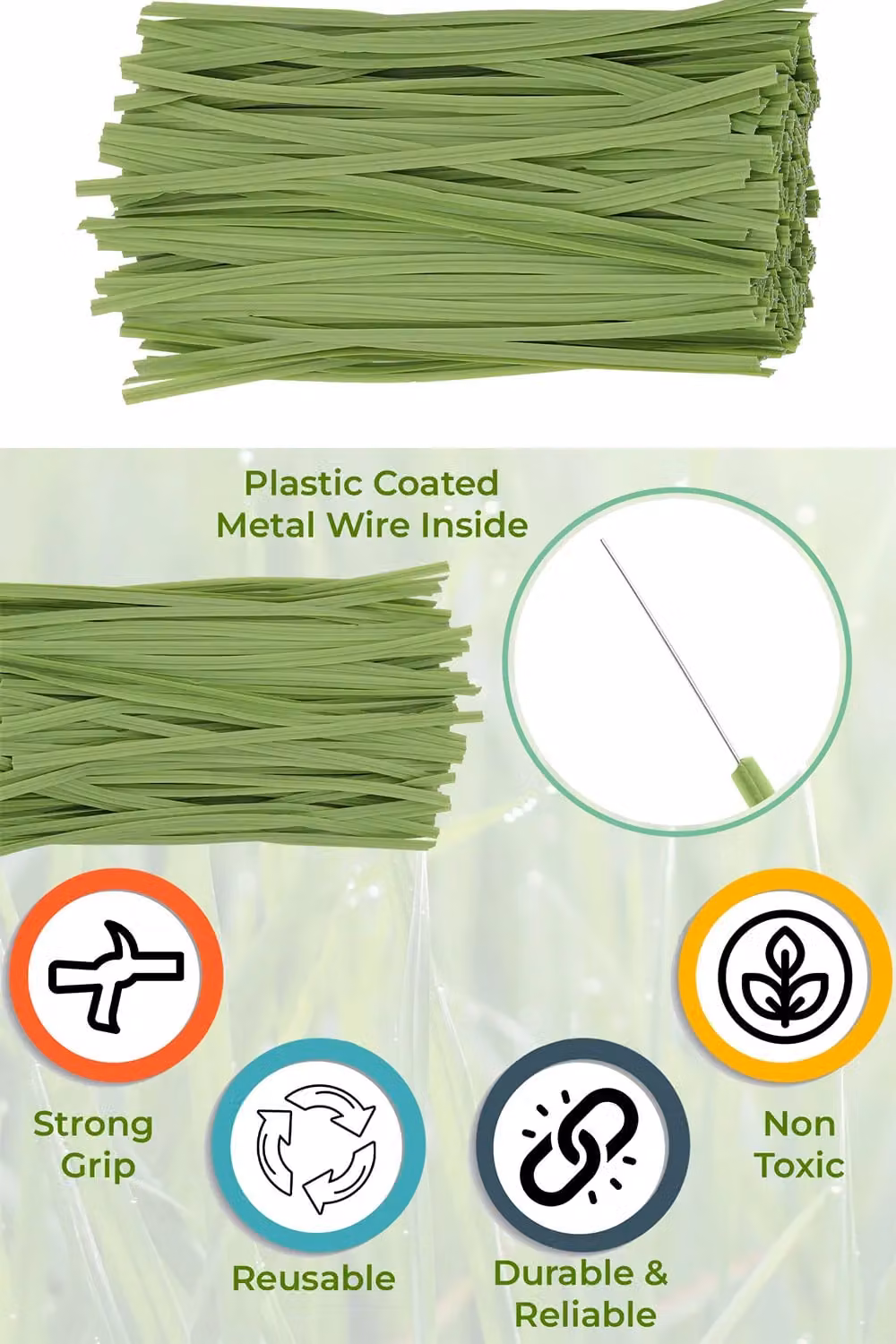 Neel Blue 200pcs Plastic Twist Ties, 6 Inch Soft Light Green Garden Plant Support Ties – 4