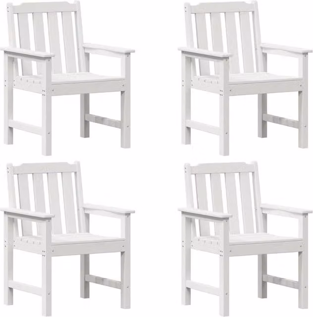 Berkfield Home Set of 4 White Garden Dining Chairs W/D/H: 65.5 x 55.5 x 88 cm