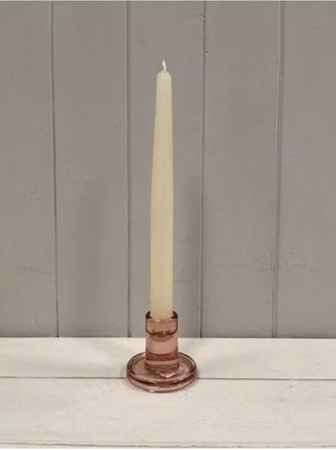 KDMD Rose Smooth Small Pink Glass Taper Candle Holder