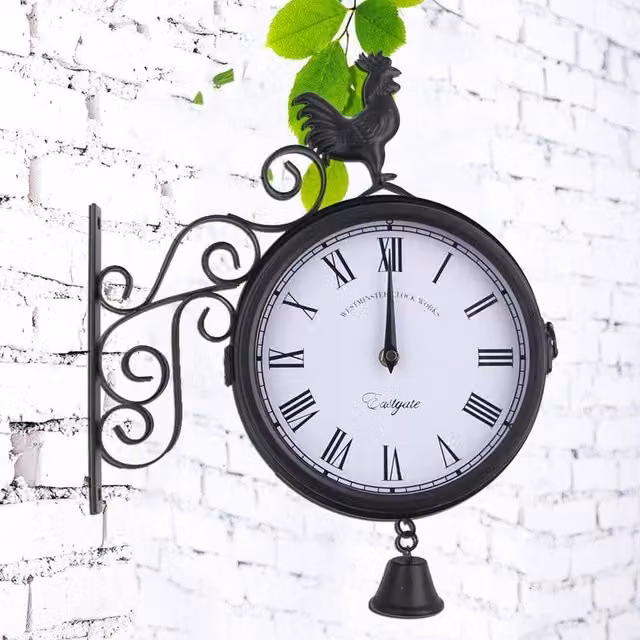 EONLION Paddington Station Vintage Style Outdoor Garden Wall Clock, Black, Diameter: 100 cm – 1