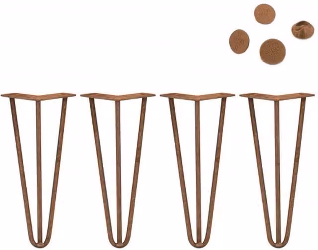 SkiSki 4x 12 inch 3 Prong Hairpin Legs, 10mm, Bronze