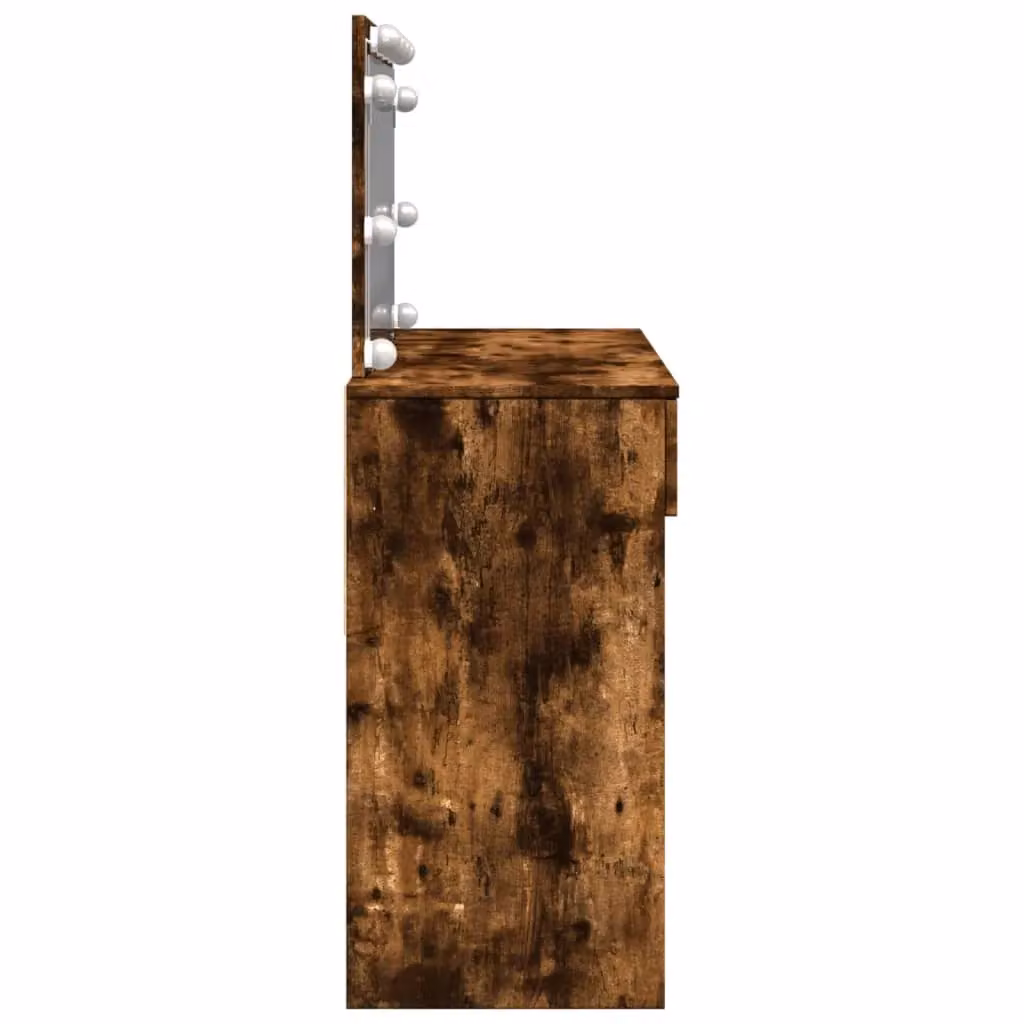 Berkfield Home Hollywood LED Dressing Table in Smoked Oak Brown, W/D/H: 100 x 40 x 120 cm – 4