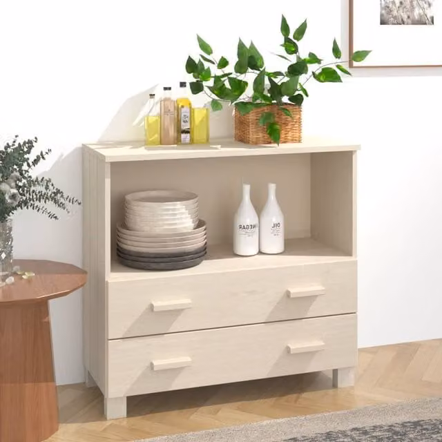 Berkfield Home Hamar Sideboard in Honey Brown Solid Pine Wood, W: 85 cm, D: 35 cm, H: 80 cm – 1