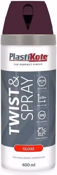 Plastikote Twist & Spray Gloss Purple Violet Quick Drying Opaque Plastic Paint 400ml – 1