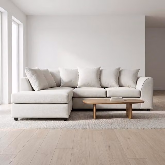 Abakus Direct Harriet Relaxed Linen Corner Sofa with Chaise and Scatter Cushions, Beige, Left-facing
