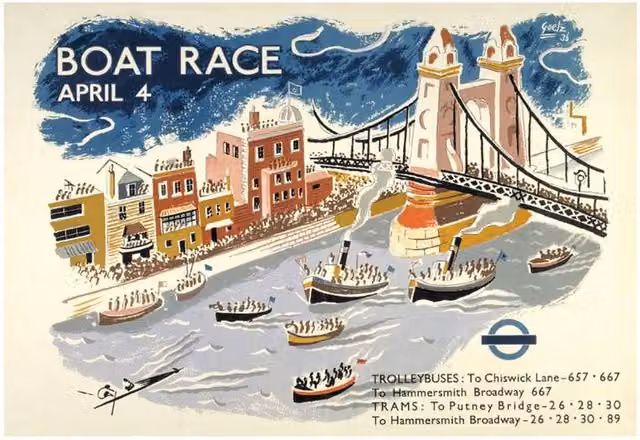 Transport for London Boat Race April 4 Vintage Multicolour Paper Poster Print