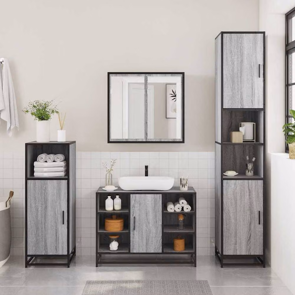 Berkfield Home Grey Sonoma Bathroom Sink Cabinet W/D/H: 80 x 33 x 60 cm – 3