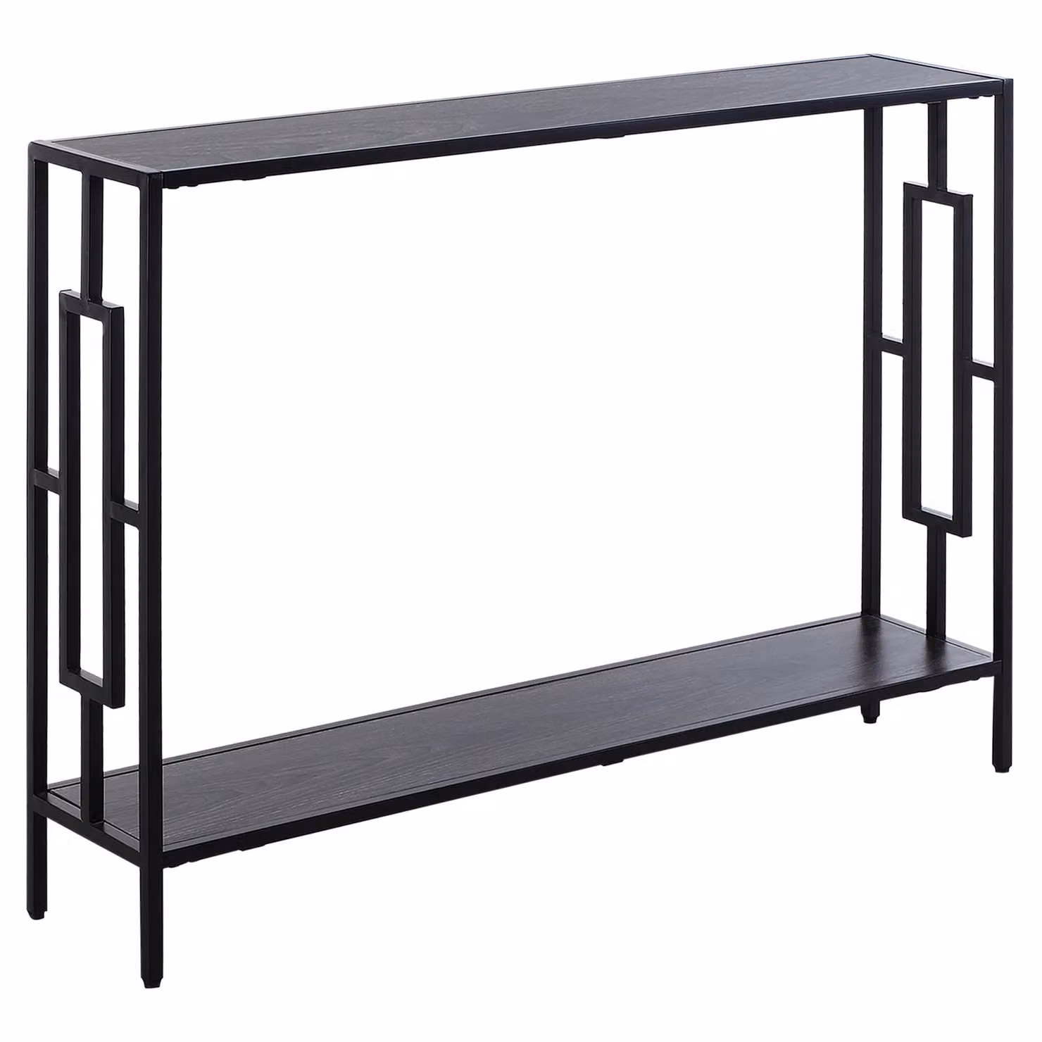HOMCOM Industrial Console Table with Storage Shelf, Black Metal Frame and Grey MDF Finish – 2