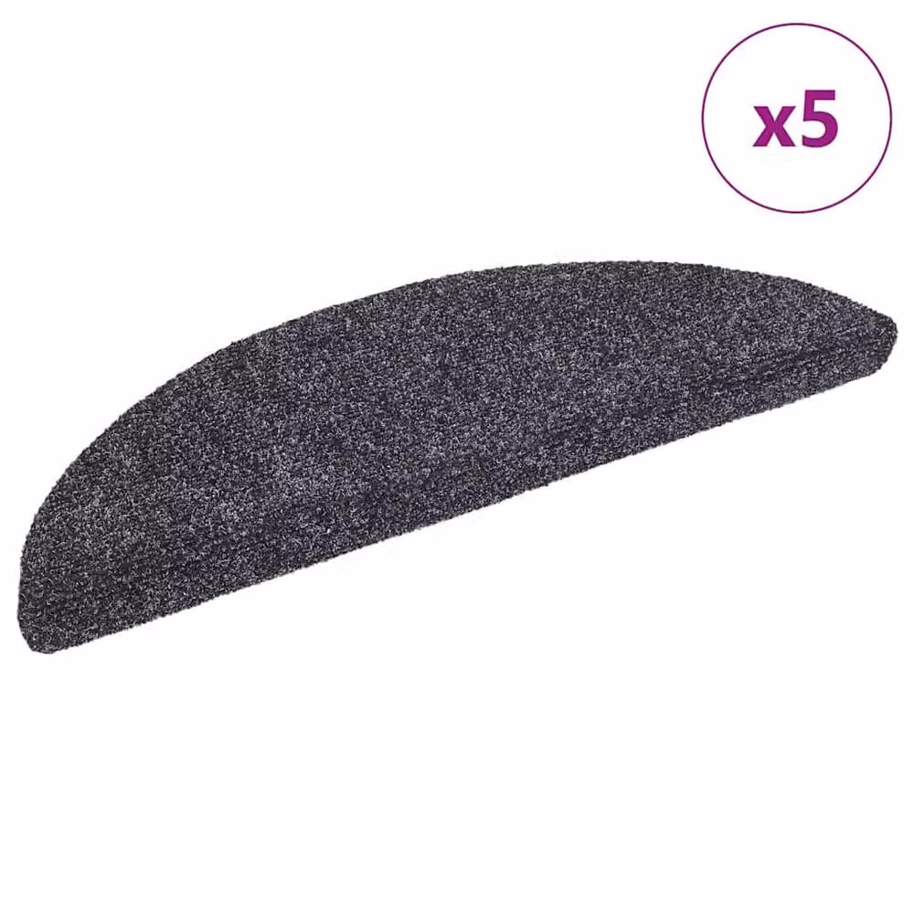 Berkfield Home Self-adhesive Stair Mats, 5 Pack, Dark Grey, W/D/H: 56 x 17 x 3 cm – 2