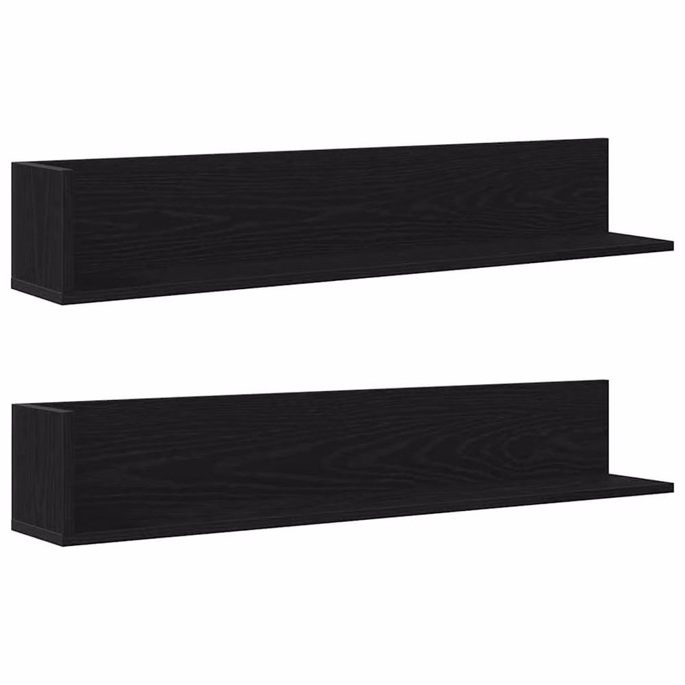 Berkfield Home Wall Mounted Shelves, 2 Pack, Black MDF, W: 100 cm, D: 16.5 cm, H: 16.5 cm – 3