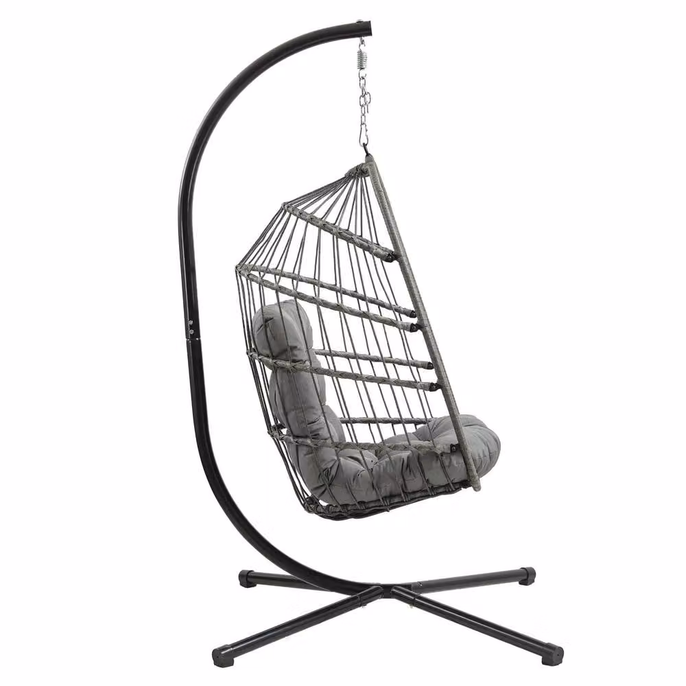 Monstershop Rattan Hanging Egg Chair in Grey – 2