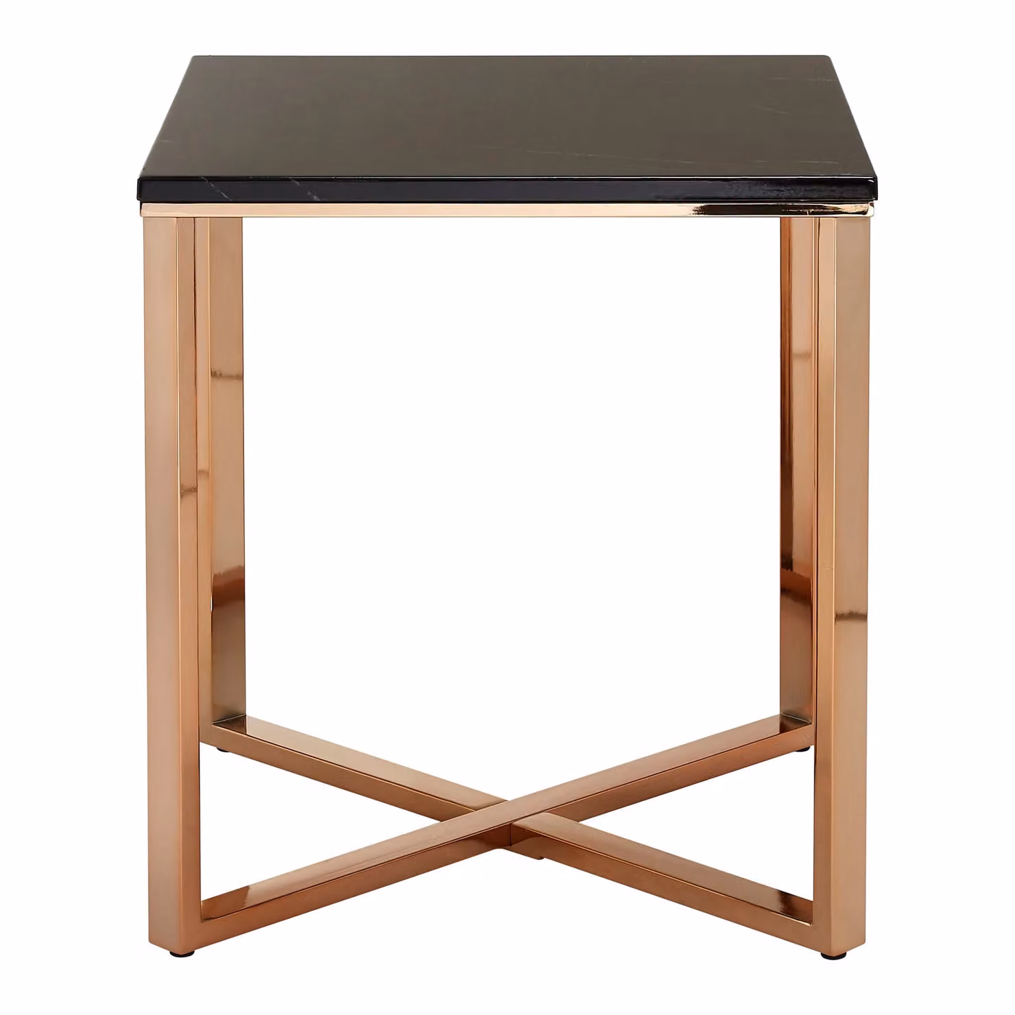 Orsina Square Black Faux Marble End Table with Gold Metal Legs – 2