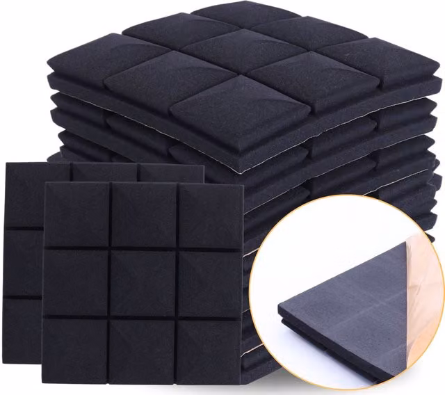 NOVECRAFTO Self-Adhesive Black Pyramid Dome Acoustic Wall Panels, 24 Pack, Depth: 4.5 cm
