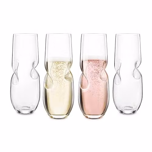 Final Touch Bubbles Stemless Champagne and Sparkling Wine Glasses, Set of 4, 236 ml, Transparent – 1