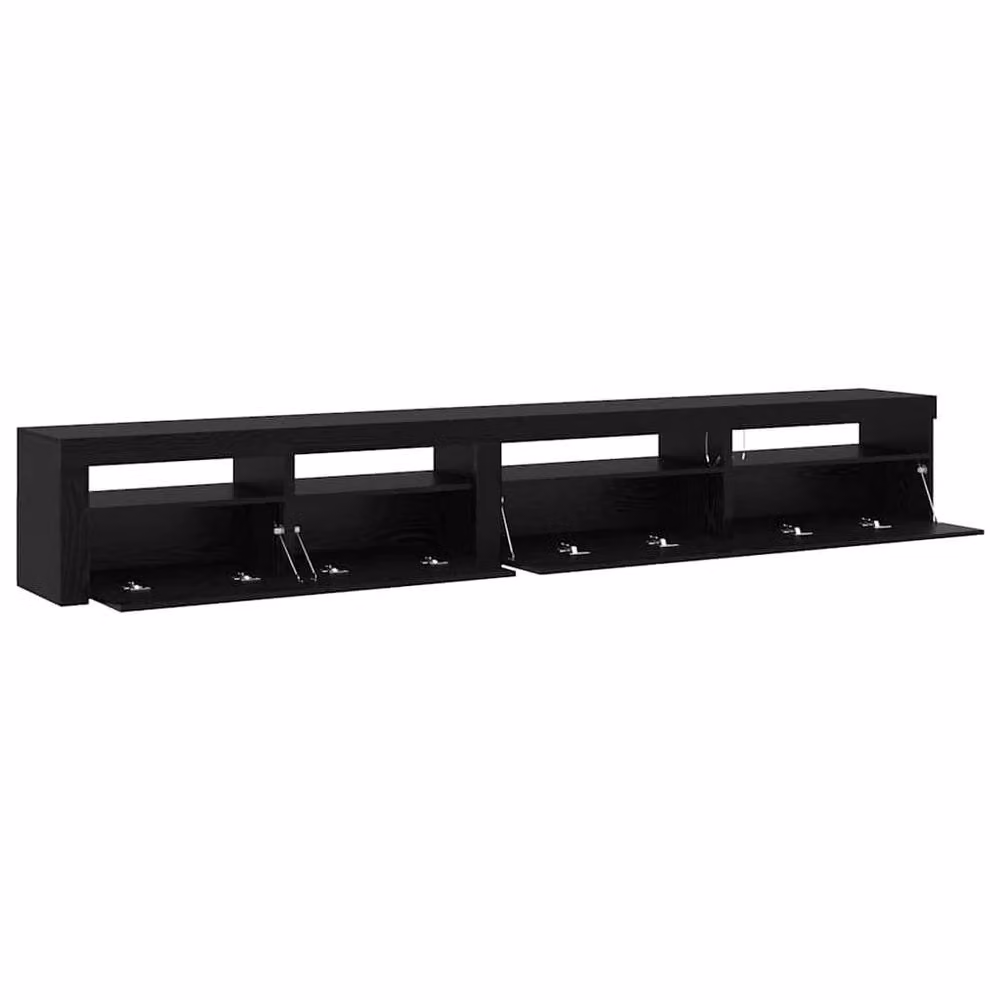 Berkfield Home Modern 3 Piece TV Cabinet Set with LED Lights in Black Oak Matt Finish – 5