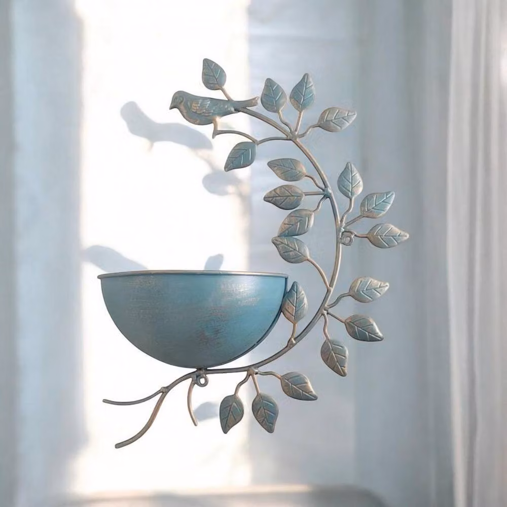 Minster Metal Garden Planter Pot, Blue, W: 32 cm, H: 42 cm, L: 10 cm – 2