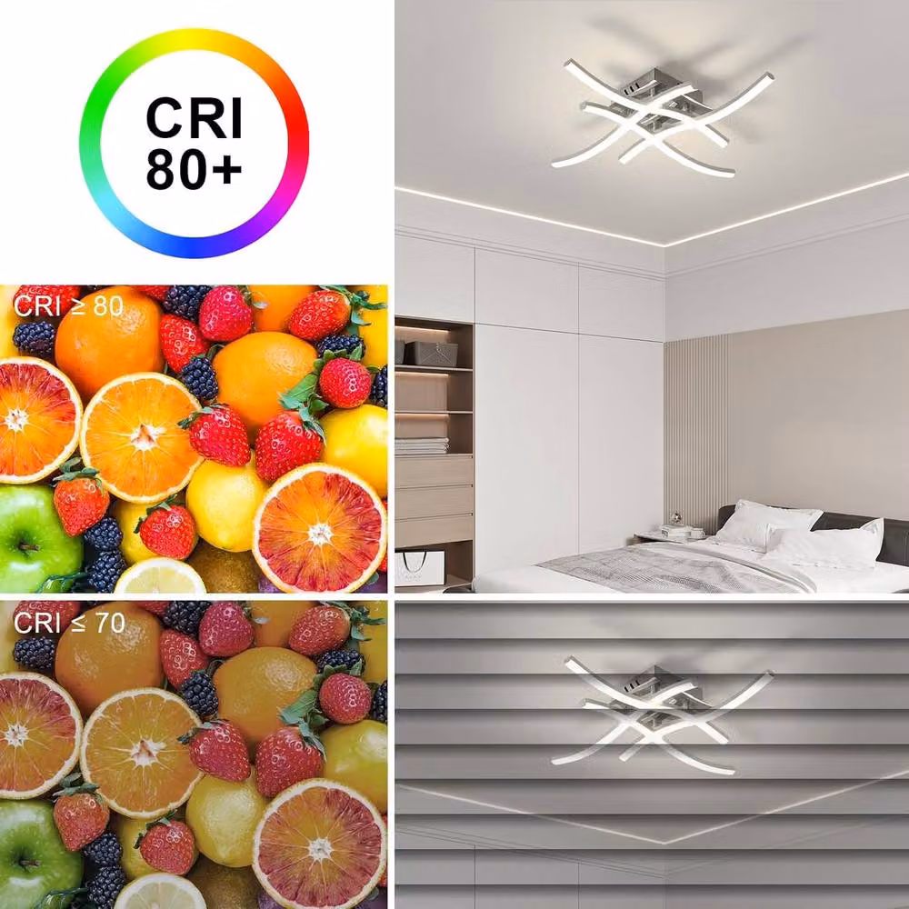 Goeco Modern Silver LED Ceiling Light, 24W, 4000K – 2
