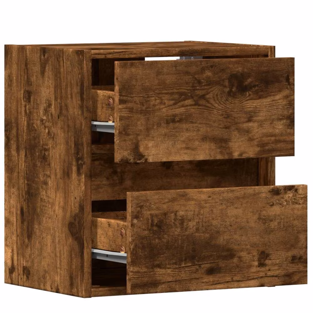 Berkfield Home TV Wall Cabinet with LED Lights in Smoked Oak Brown, W/D/H: 41 x 31 x 45 cm – 8