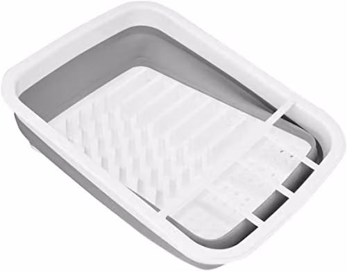 KitchenCraft Collapsible Plastic Dish Drainer Rack with Cutlery Holder, W: 37.5 cm, D: 29.5 cm