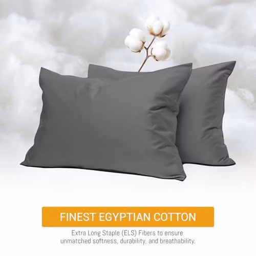 Pamposh 6 Pack 300 Thread Count 100% Egyptian Cotton Pillow Cases in Charcoal Grey – 2