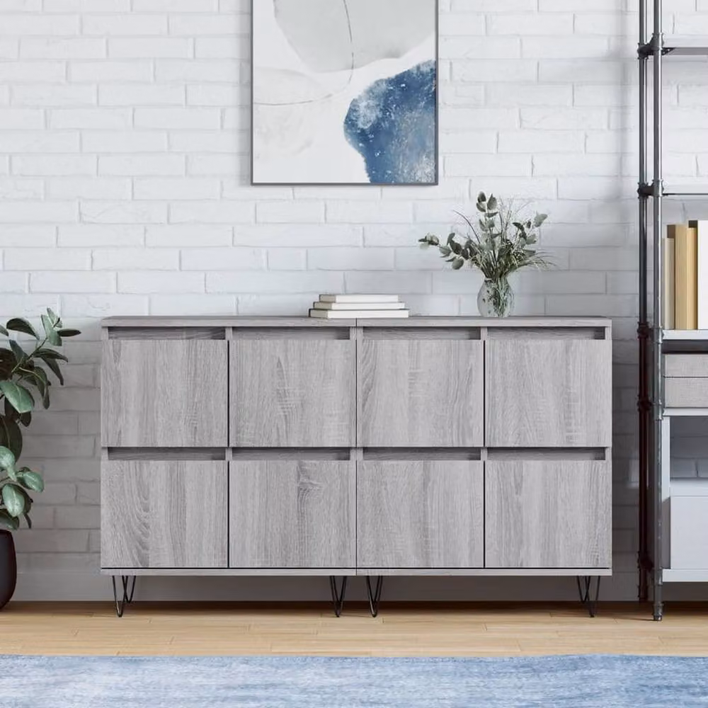 Berkfield Home Set of 2 Grey Sonoma Sideboards in Matt MDF – 2