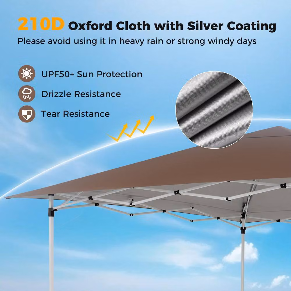 Gymax 3.5m Commercial Pop Up Canopy Instant UPF50+ Tent in Brown – 3