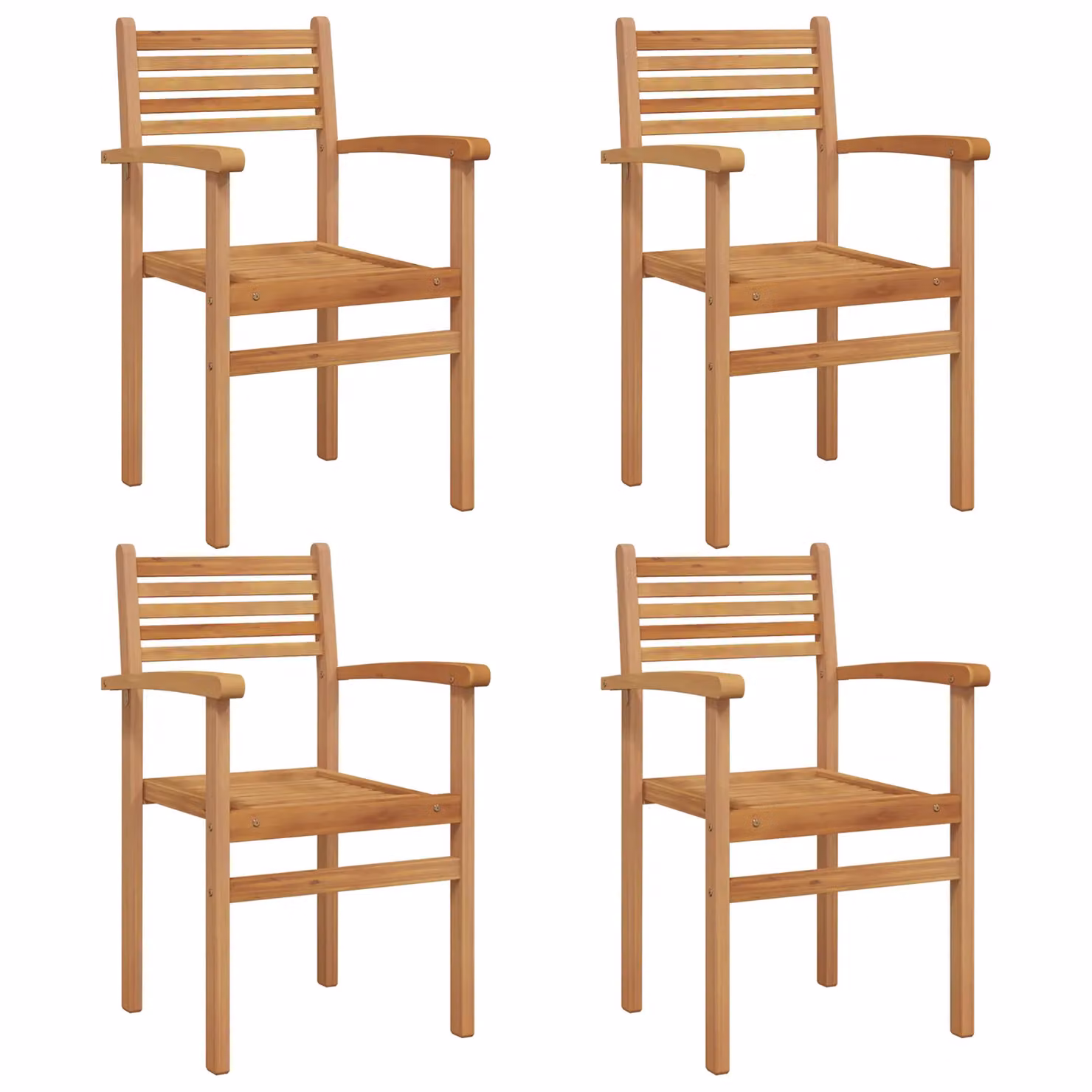Berkfield Home Set of 4 Stacking Garden Chairs in Brown Teak Wood, W/D/H: 55.5 x 55.5 x 90 cm – 2