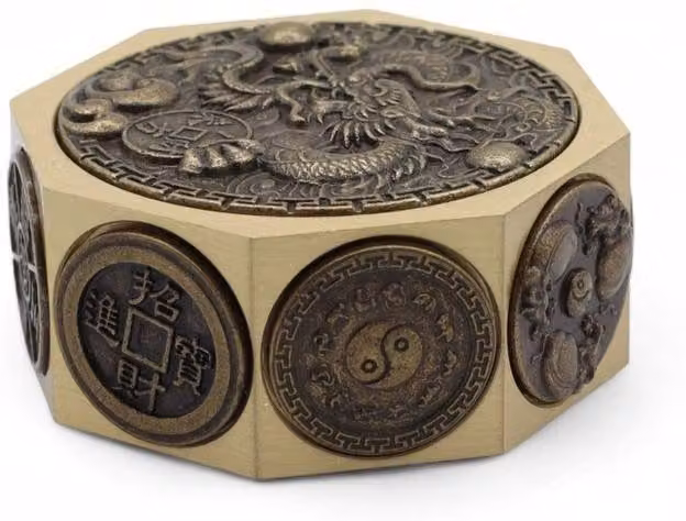 KDMD Gold Metal Feng Shui Lucky Cat and Dragon Tabletop Spinner – 1