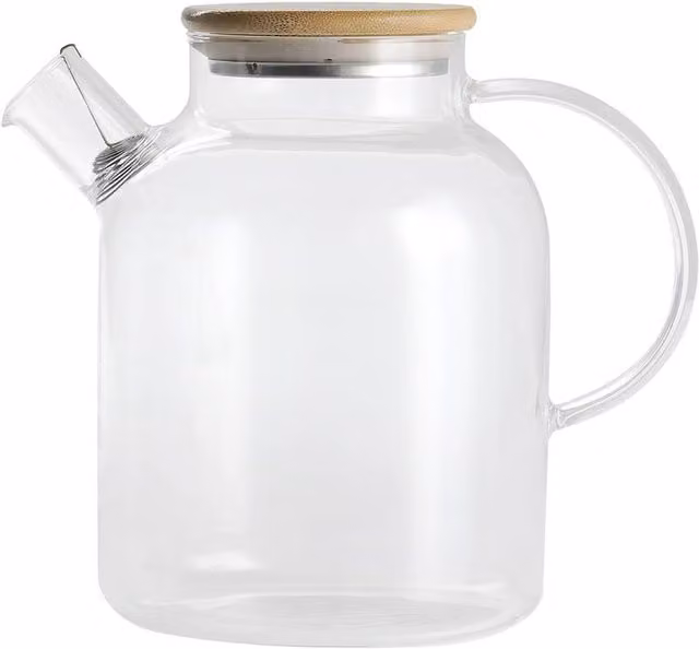 Garden Sanctuary Transparent Glass Teapot with Bamboo Lid, 1.8 l, Stovetop Safe – 1