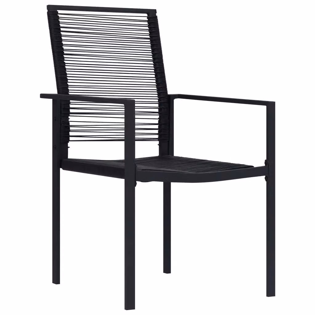 Berkfield Home Set of 4 Modern Black PVC Rattan Garden Chairs with Armrests and Powder Coated Steel Frame – 2